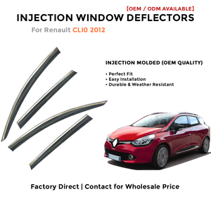 Injection Window Visors Rain Guards for Renault CLi0 2012 | Side Window Deflectors Custom Fit Auto Accessories - Product Image 2