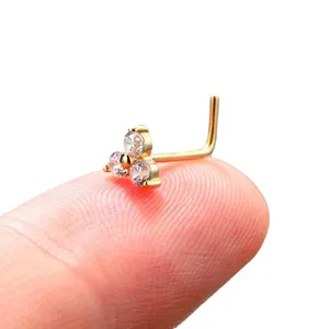 Nuovo <span class=keywords><strong>Piercing</strong></span> al <span class=keywords><strong>Naso</strong></span> con Triplo CZ, Anello a L per <span class=keywords><strong>Naso</strong></span> 20G in <span class=keywords><strong>Argento</strong></span> Sterling S925, Gioielli Moda per Corpo per Donne e Uomini - Product Image 5