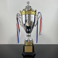 Trophée de football en métal, coupe de champion moderne en métal argenté, trophée de champion sportif