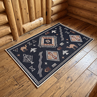 Tapis de sol personnalisés en jacquard tissé, style bohème géométrique, avec bordure surjetée, tapis décoratif pour entrée, fournisseur en gros