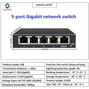 Commutateur de réseau Gigabit de bureau à 5 ports, adaptateur de commutateur Ethernet 10/100 / 1000mbps commutateur Ethernet rapide Rj45 Hub de commutation Lan