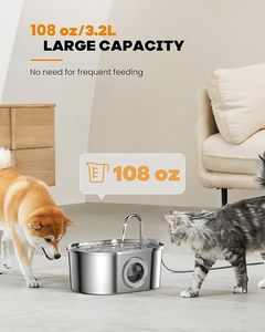 3.2L Cat Water Fountain Stainless Steel Pet Water Dispenser High Quality Quiet Cat Drinking Water Fountain - Product Image 3