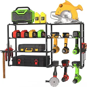 JH-Mech Power Tool Organizer Heavy Duty Wall Mount 5 Layers Tool Shelf Carbon Steel Cordless Drill Storage Rack