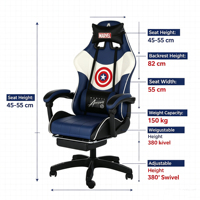 Vente directe d'usine, chaise de bureau moderne en cuir PU ergonomique et pivotante avec logo personnalisé, chaise de jeu