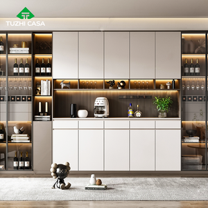 Cave à vin moderne de luxe sur mesure en acier inoxydable thermostatique, bar de salon, casier à vin empilable - Product Image 1