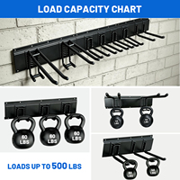 Organisateur d'outils de garage, capacité de 600 lb, 8 crochets réglables, en acier au carbone, à fixer au mur