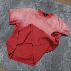Custom <b>Logo</b> Men's Red Tie-Dye Short Sleeve T-Shirt 100% Cotton O-Neck Casual Jersey Knitted Breathable Solid Color T-shirt - Product Image 4