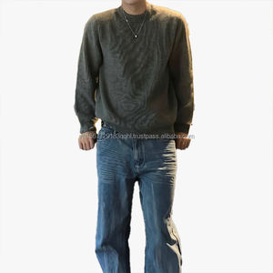 Suéter Gris de Cuello Redondo para Hombre, Estilo Coreano Retro de Otoño Invierno, Camiseta de Punto Informal, Prenda Interior de Estilo Sofisticado - Product Image 3