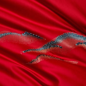 Housse de couette mariée <span class=keywords><strong>rouge</strong></span> romantique haut de gamme coton égyptien broderie housse de couette ensemble de literie de mariage - Product Image 6