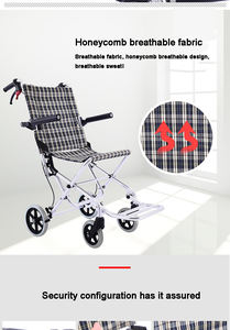 Kursi roda Manual ringan portabel, untuk lansia, aluminium lipat murah dengan bahan baja untuk terapi fisik - Product Image 6