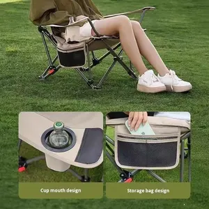 Silla Reclinable Plegable para Exteriores con Reposapiés de Algodón y Reposabrazos, Doble Uso para Sentarse y Dormir, Ajustable en Cuatro Niveles - Product Image 3