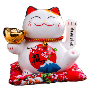 Décoration d'intérieur en céramique Art Déco, <span class=keywords><strong>Maneki</strong></span> <span class=keywords><strong>Neko</strong></span> mignon peint à la main, porte-bonheur - Product Image 3