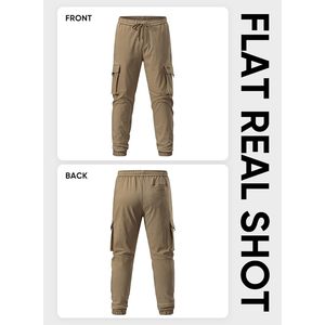 FOXA Mens Cargo Pants Lightweight Elastic Waist Drawstring Tapered Fit With Pockets Casual Wear - Product Image 6