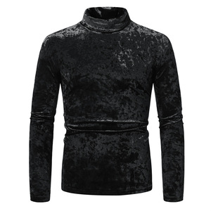 Pull en <span class=keywords><strong>velours</strong></span> doré à manches longues pour <span class=keywords><strong>homme</strong></span>, mode automne-hiver - Product Image 2