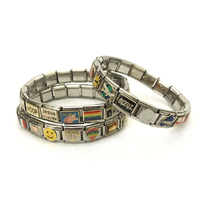 BINSHUO vente en gros bijoux en acier inoxydable personnalisés italien 18 lettres couleur motif de charme modules combinés aléatoires en 1 Bracelets