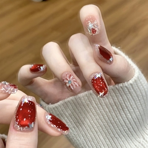 <span class=keywords><strong>Uñas</strong></span> Postizas de Acrílico Rojo Romántico de Lujo, Hechas a Mano, de Alta Calidad, al por Mayor - Product Image 1