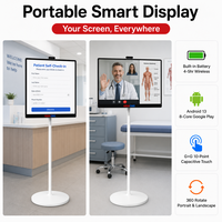 Moniteur portable 32 pouces, moniteur rotatif, protection des yeux, écran tactile, téléviseur sur roulettes avec caméra magnétique 8MP, batterie intégrée