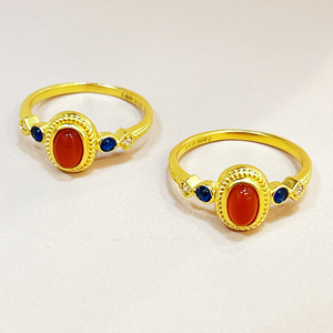 Anillo de oro de 10 quilates Mini Palace Sparrow de esmalte dorado con cornalina - <span class=keywords><strong>Alianza</strong></span> de boda de oro macizo <span class=keywords><strong>para</strong></span> <span class=keywords><strong>mujer</strong></span> - Product Image 5