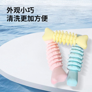 Juguete para masticar para perros, forma de hueso de pescado, limpieza de dientes, duradero, para cachorros, cuidado de mascotas, azul, rosa, tamaño mediano - Product Image 4