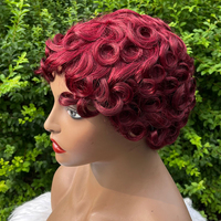 Perruque Courte Bob en Cheveux Humains Pas Chère, Cheveux Brésiliens Bruts, Coupe Pixie, Perruque Entièrement Faite à la Machine avec Frange, Perruque Bob Sans Colle pour Femmes Noires