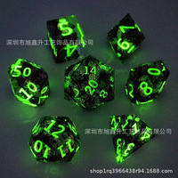 Lot de 7 dés polyédriques en résine à bords tranchants, irisés et scintillants, avec chiffres dorés pour DND, RPG, COC, TRPG, jeux de table - Vente en gros