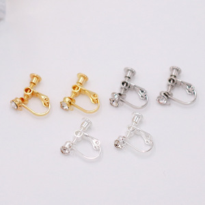 Clip-on <b>Earrings</b> Screw Back 4mm Crystal Inlay Gold Silver Plated DIY Jewelry Accessories For Everyday Wear - Product Image 1