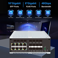 Switch de gestion industriel 8 ports RJ45, 16 ports SFP, double alimentation redondante, IP40, résistant aux hautes températures