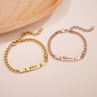 Bracelet à maillons en acier inoxydable personnalisé Bracelet à barre personnalisé Gravure Nom Date Bijoux pour femmes Petite amie Meilleur ami
