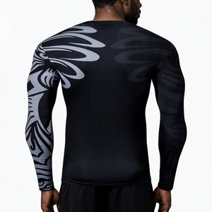 Men's Long Sleeve Compression Shirt Black Tribal Eagle Print Quick Dry Slim Fit Sporty O-Neck <b>Knitted</b> Polyester - Product Image 2