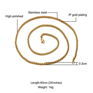 Factory Custom Chain <b>Necklace</b> 316 Stainless Steel Gold Wheat Chain <b>for</b> <b>Men</b> - Product Image 2