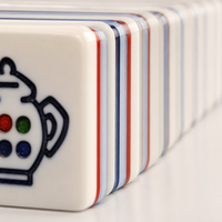 Jeu de tuiles de mahjong américain en acrylique à 5 couches, thème Londres britannique avec des motifs de bus à deux étages et du Big Ben