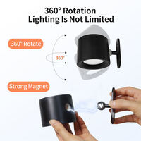 Applique murale LED ronde rechargeable et rotative en ABS et PC, style simplicité moderne, veilleuse pour chevet