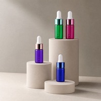 Petit flacon compte-gouttes en verre avec bouchon coloré, flacon d'échantillon cosmétique vide, format voyage, vente en gros, fournisseur OEM ODM