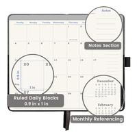 Agenda de gestion du temps A5 à spirale, écologique, 365 jours, planification annuelle et hebdomadaire, pour usage professionnel et bureautique, avec logo en feuille d'or