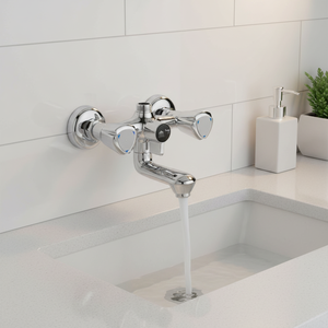 US20 Modern Single Handle Metered Ball Bath Faucet Deck Mounted 4" Centerset Polished Brass Valve Core 2-Year Warranty Total - Product Image 2