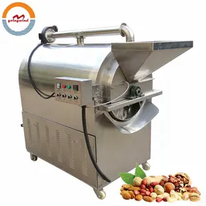 Mesin Pemanggang Kacang Polong Elektrik Otomatis, Peralatan Oven Roaster Drum Putar Kacang Polong Gas LPG Murah untuk Dijual