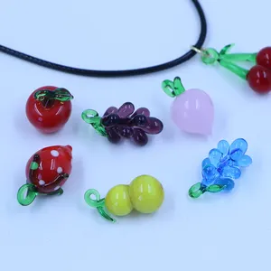 Оптовая продажа ручной работы красочные фрукты стеклянное ожерелье кулон подарок для изготовления ювелирных изделий