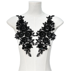 Handmade 3D đen & trắng hoa đính cườm Sequins thêu ren đính cho quần áo-Bán buôn - Product Image 3
