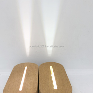 Đèn ngủ <span class=keywords><strong>LED</strong></span> hình oval 3D bán buôn, ánh sáng trắng ấm, mặt acrylic khắc, đế gỗ beech, đồ thủ công bằng gỗ, biển treo tường Giáng sinh - Product Image 3