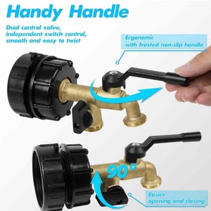 Tuyau de réservoir d'eau pour raccords de conteneur IBC à double sortie, vanne d'eau IBC 275-330 gallons, adaptateur de vidange d'eau de pluie IBC - Product Image 6