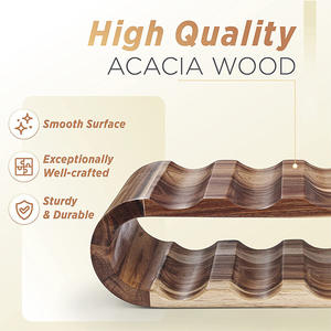 गर्म बेच 8 शराब की बोतल धारक बबूल रैक मुक्त खड़े 4 सिलिकॉन पकड़ के साथ लकड़ी शराब रैक बांस शराब शेल्फ पैड - Product Image 3