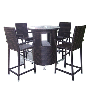Mobilier d'extérieur Beach Party Decoration Meubles sur mesure Table haute avec <span class=keywords><strong>4</strong></span> tabourets de <span class=keywords><strong>bar</strong></span> <span class=keywords><strong>Chaises</strong></span> à dossier haut - Product Image 4