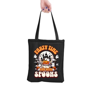 DLBZ Halloween Cute Cartoon Designer Eco-friendly <b>Large</b> Reusable Custom Canvas Tote Shopping <b>Bag</b> with Rope Handle for Party - Product Image 1