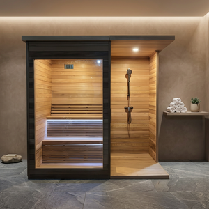 Sauna extérieur moderne en cèdre pour 2 personnes avec douche par Tanari Earth - Product Image 3