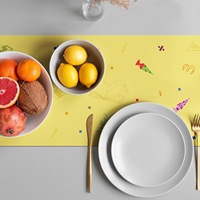 Chemin de table imprimé jaune « Happy First Day School » pour la rentrée scolaire et les décorations de fête, nappe de table en polyester