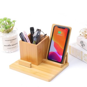 3-Trong-1 Phong Cách Độc Đáo Đa Chức Năng Bằng Gỗ Tre Không Dây Sạc Điện Thoại Di Động Điện <span class=keywords><strong>Adapter</strong></span> Phí Trạm Với Chủ Bút - Product Image 4