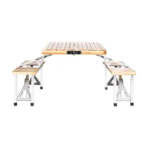 Multifunctional रेस्तरां आउटडोर पिकनिक लकड़ी की मेज बीच foldable शिविर
