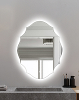 Miroir mural de forme irrégulière avec lumière LED tricolore réglable, anti-explosion, anti-humidité, sans déformation