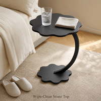 Table d'appoint en forme de fleur, gain de place, 40 cm, table d'appoint en forme de C, cadre en acier résistant à la chaleur, table basse pour petite chambre