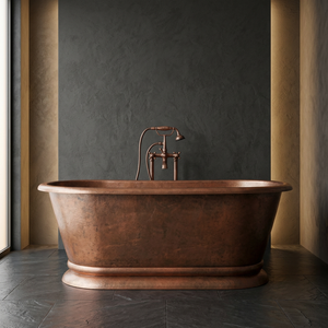 Bañera de Cobre con Patas, Bañera Independiente de Lujo, Ovalada, Clásica, Marrón, para Baño en Casa - Artesanía India - Product Image 1